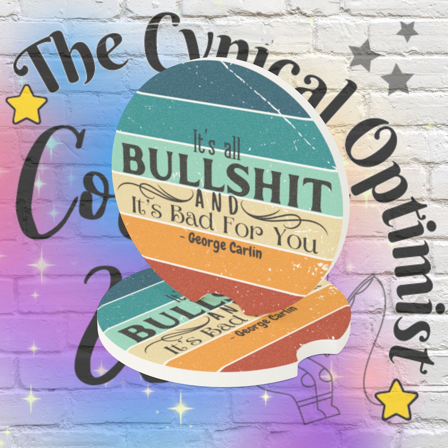 George Carlin It's All Bullshit Car Coaster | Soapstone | Comedy Quote Gift