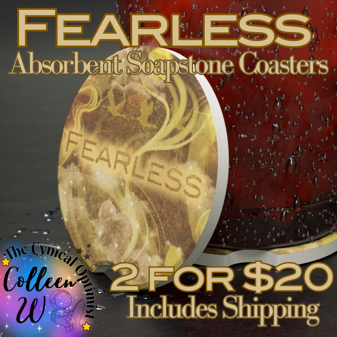 Unique Fearless Album Inspired Colorful Absorbent Soapstone Car Cup Holder Coaster - Taylor Fan Gift Idea | Free Shipping | Gold and Beige