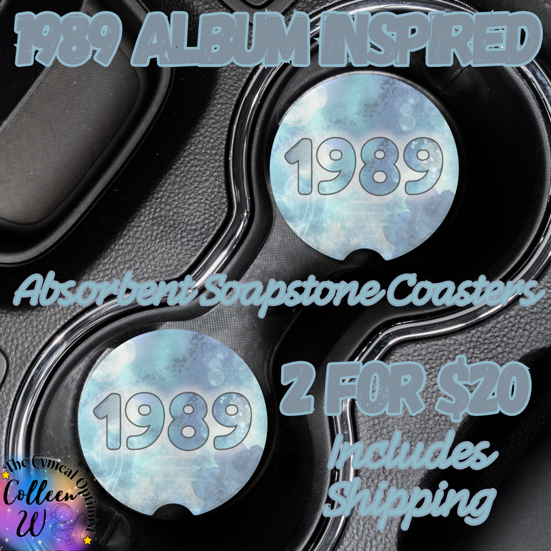 Unique 1989 Album Inspired Colorful Absorbent Soapstone Car Cup Holder Coaster - Taylor Fan Gift Idea | Free Shipping | Blues
