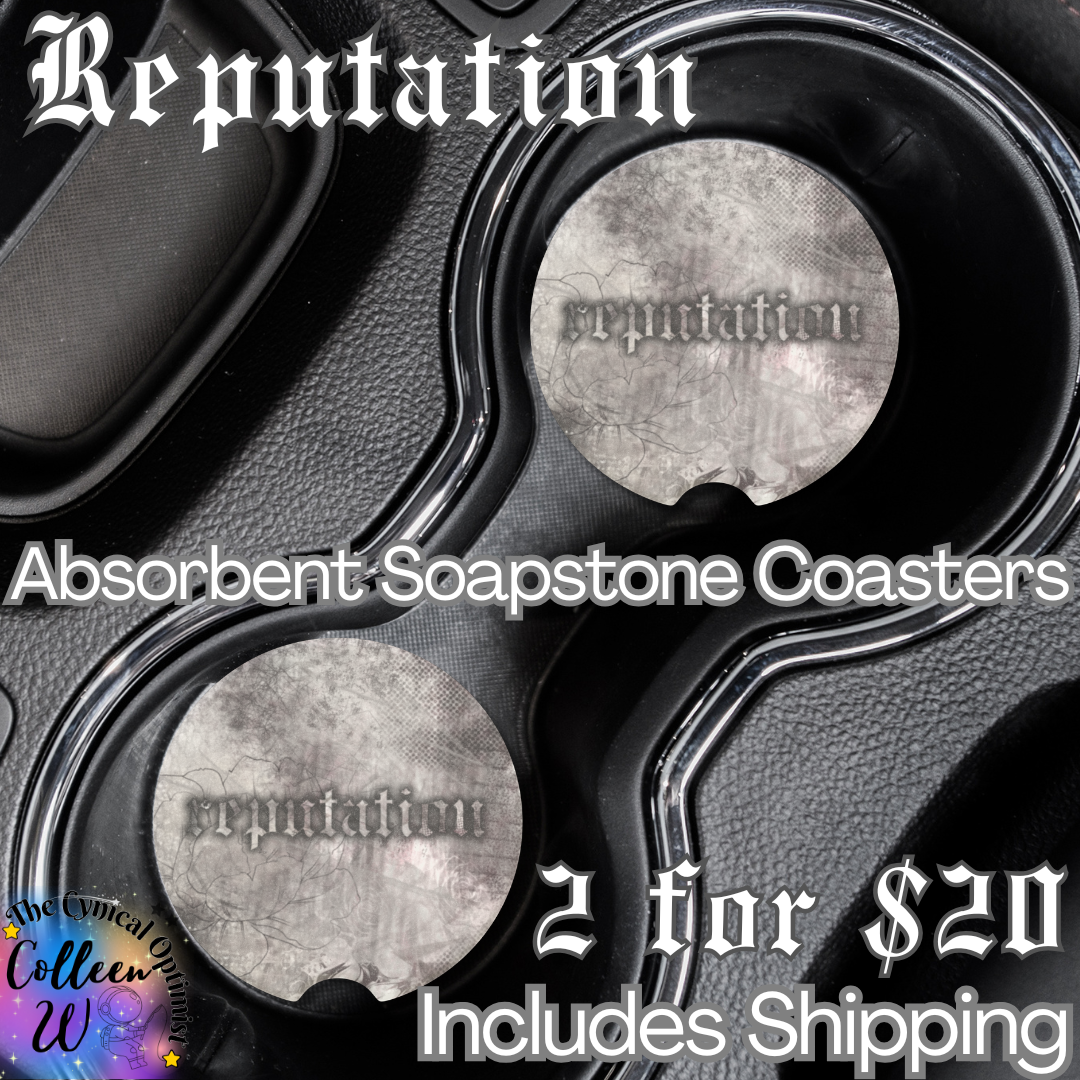 Unique Reputation Album Inspired Absorbent Soapstone Car Cup Holder Coaster - Taylor Fan Gift Idea | Free Shipping | Swift Fans