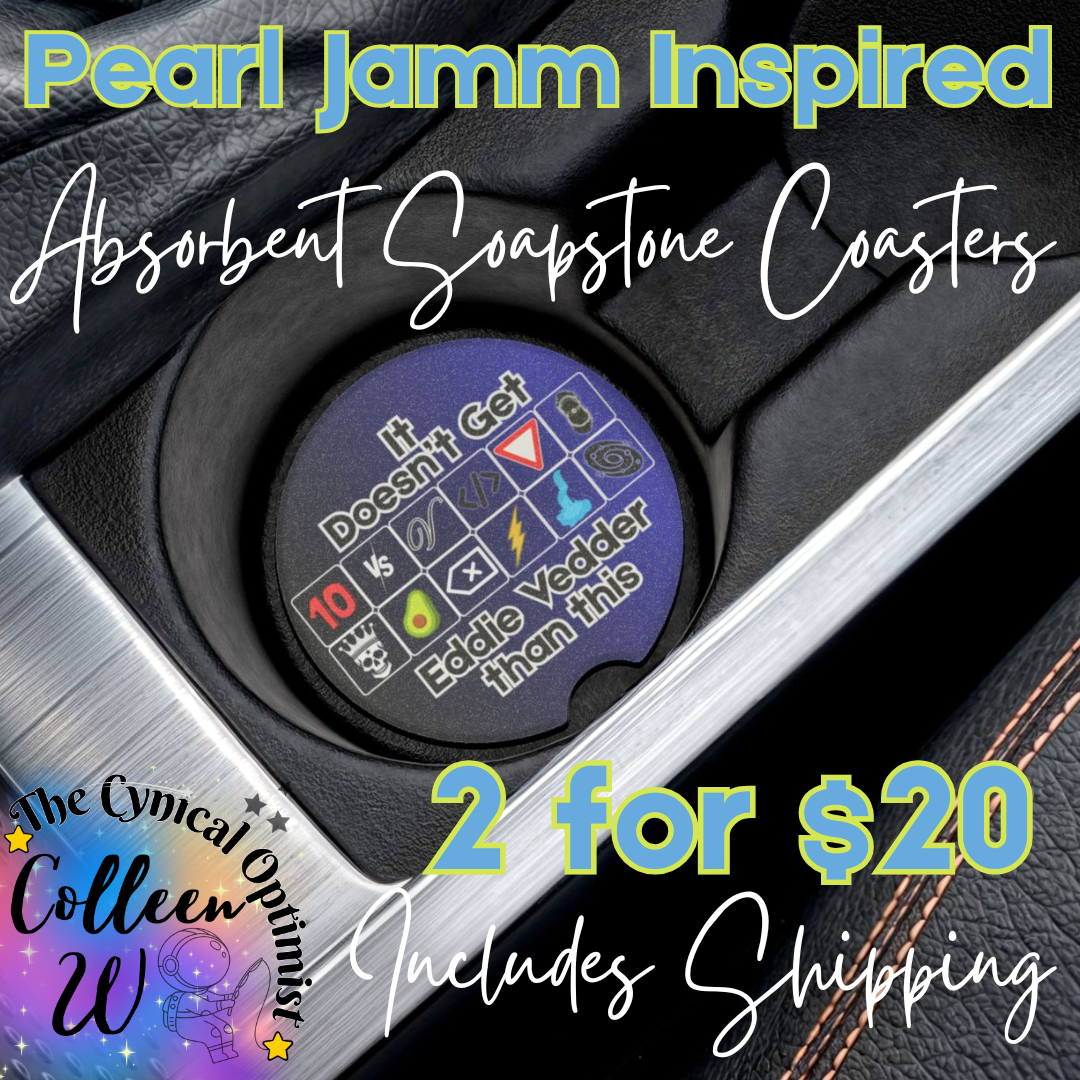 Car Coaster, Blue Gradient, Pearl Jamm Studio Album Tribute, Eddie Vedder, Cup Holder, Soapstone Absorbent, Car Accessories | Free Shipping