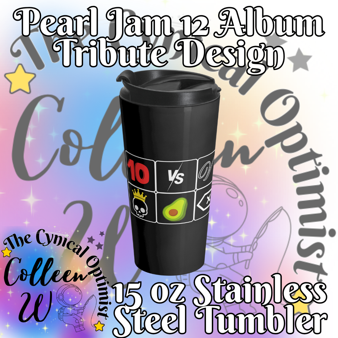 Pearl Jam 12 Album Tribute Travel Mug | Minimalist Icons Stainless Steel Tumbler