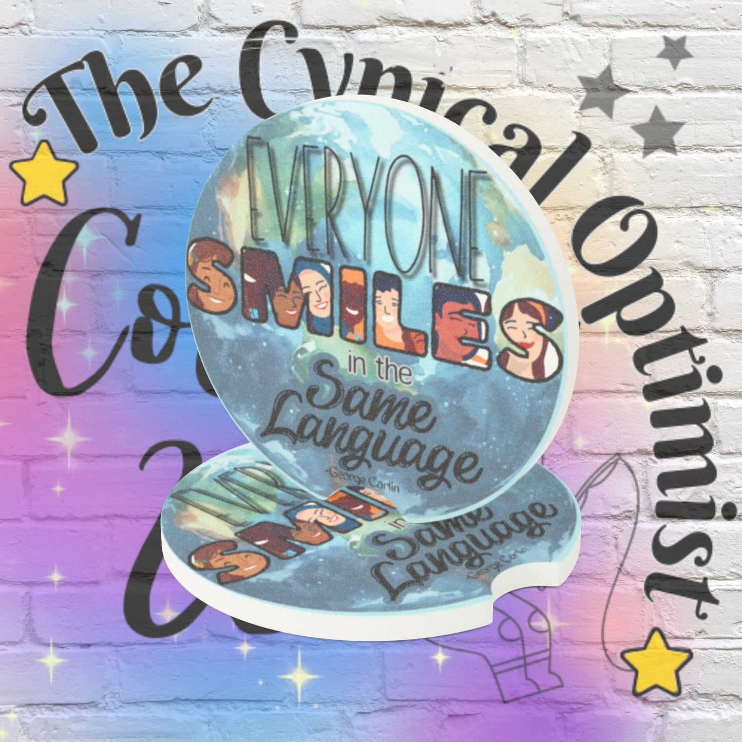 Everyone Smiles in the Same Language Car Coaster | Soapstone Unity Gift