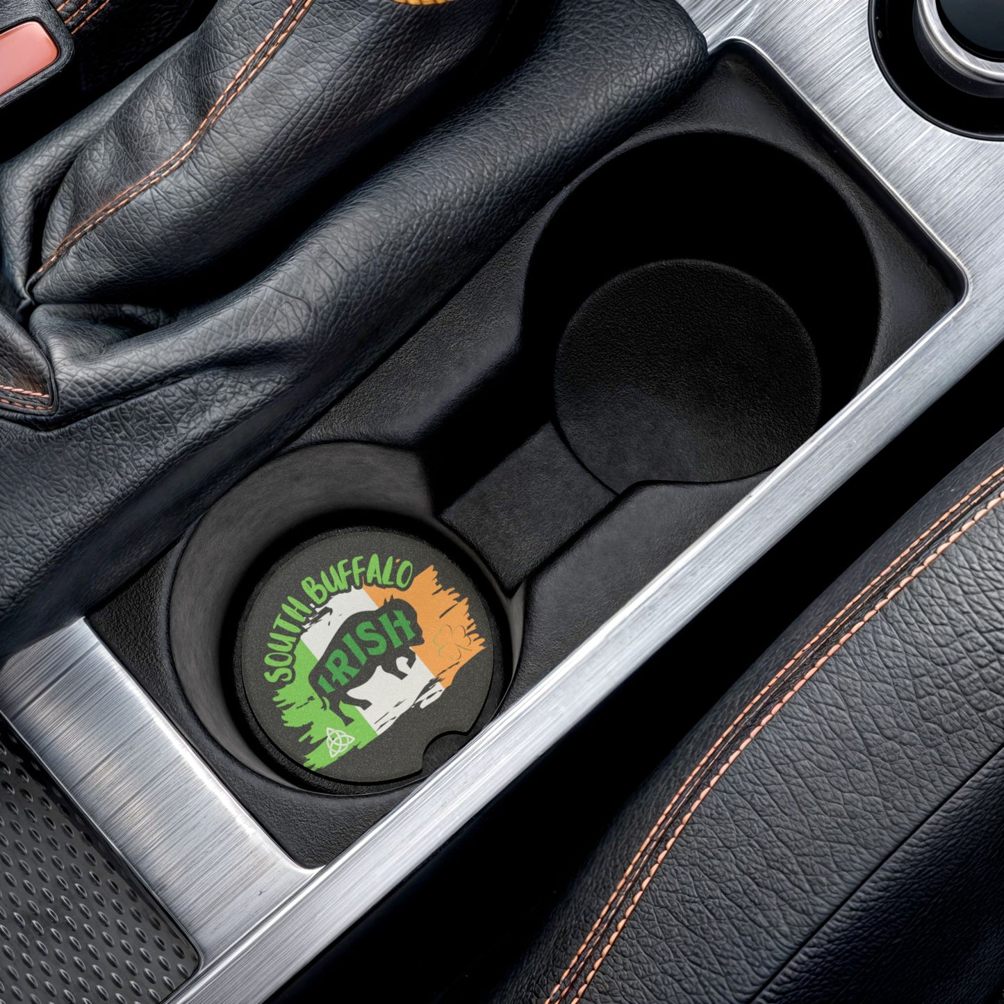 South Buffalo Irish Car Coaster - Buffalo Shamrock Celtic Soapstone Coaster