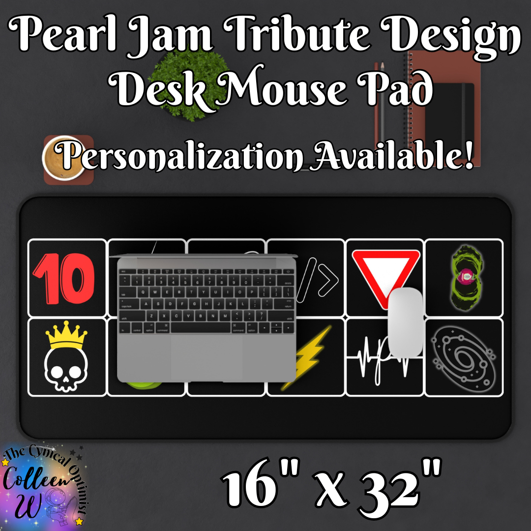 Pearl Jam 12 Album Tribute Icon Grid Design Desk Mat |