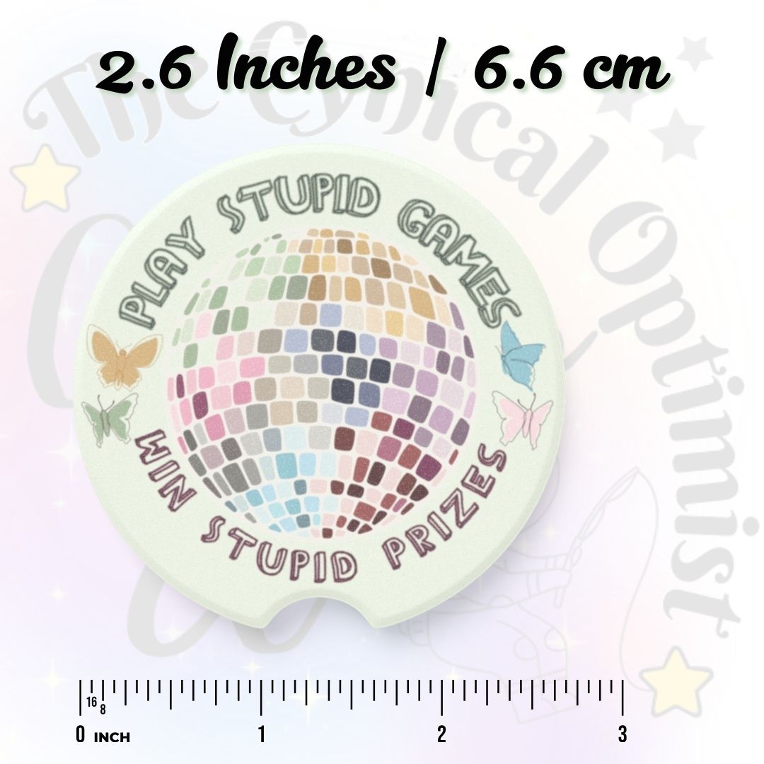 Taylor S Car Coaster Set | Light Green Soapstone with Disco Ball | Swift Fan Gift