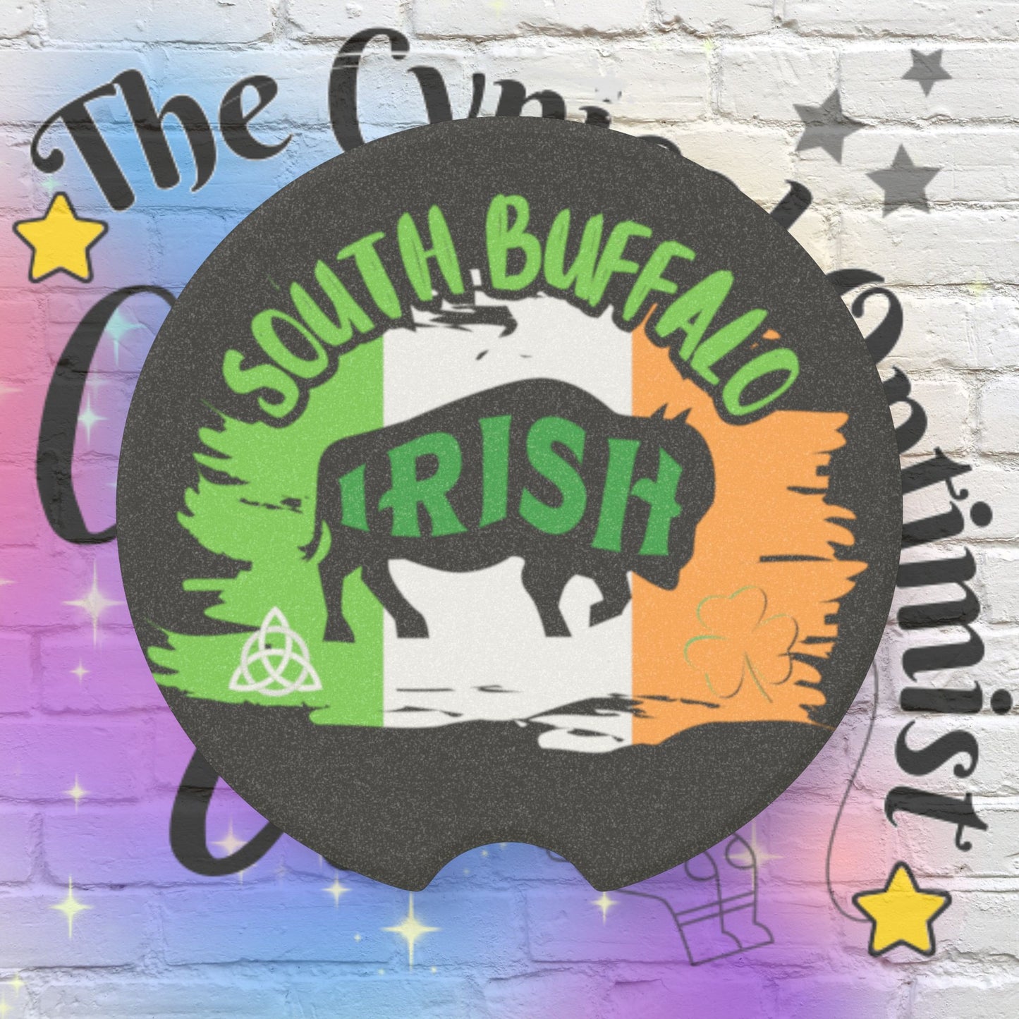 South Buffalo Irish Car Coaster - Buffalo Shamrock Celtic Soapstone Coaster