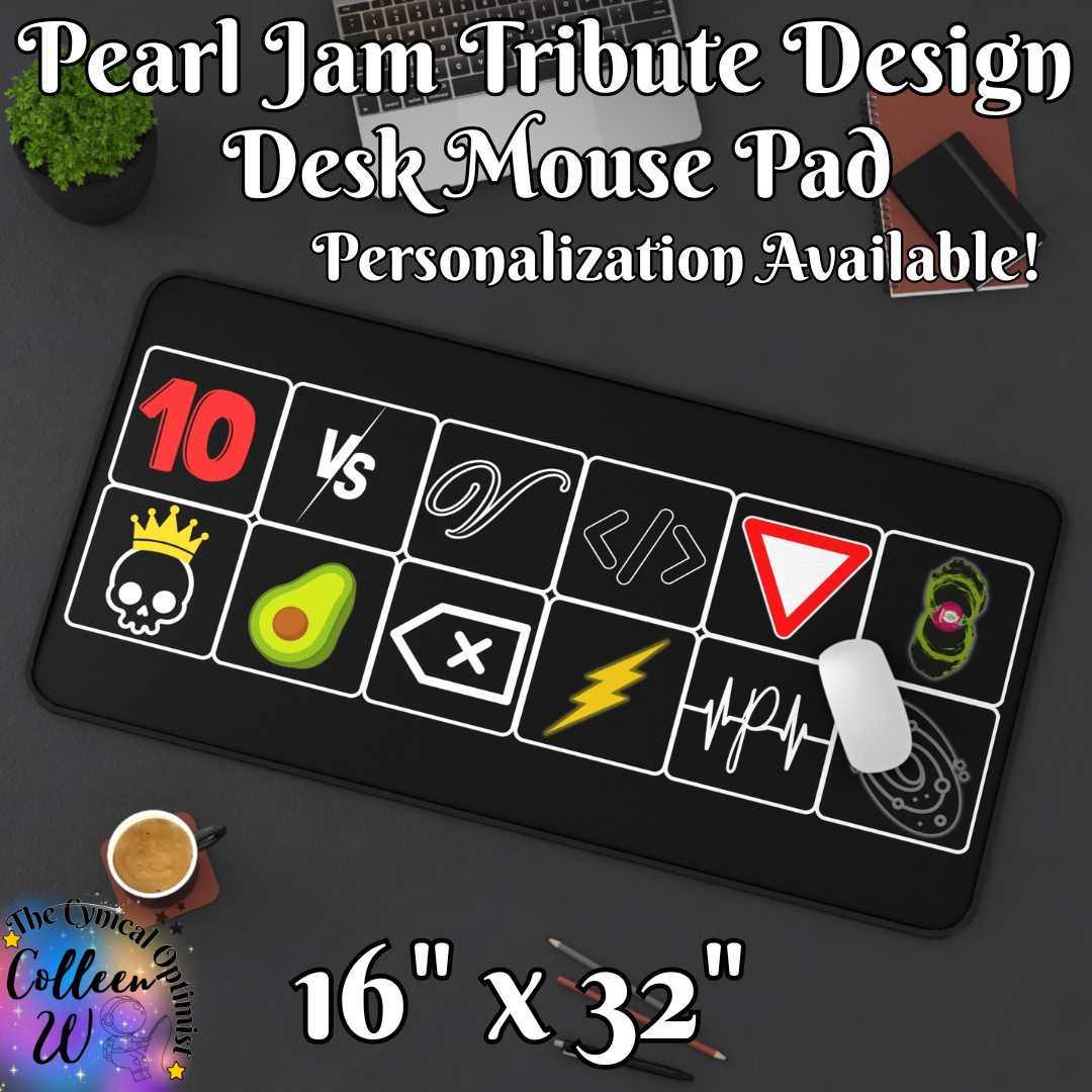 Pearl Jam 12 Album Tribute Icon Grid Design Desk Mat |