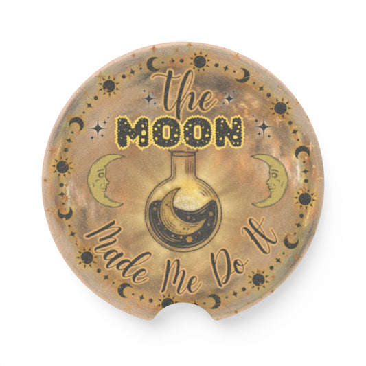 Moon Made Me Do It Car Coaster Set - Gold Moon Soapstone Cup Holder