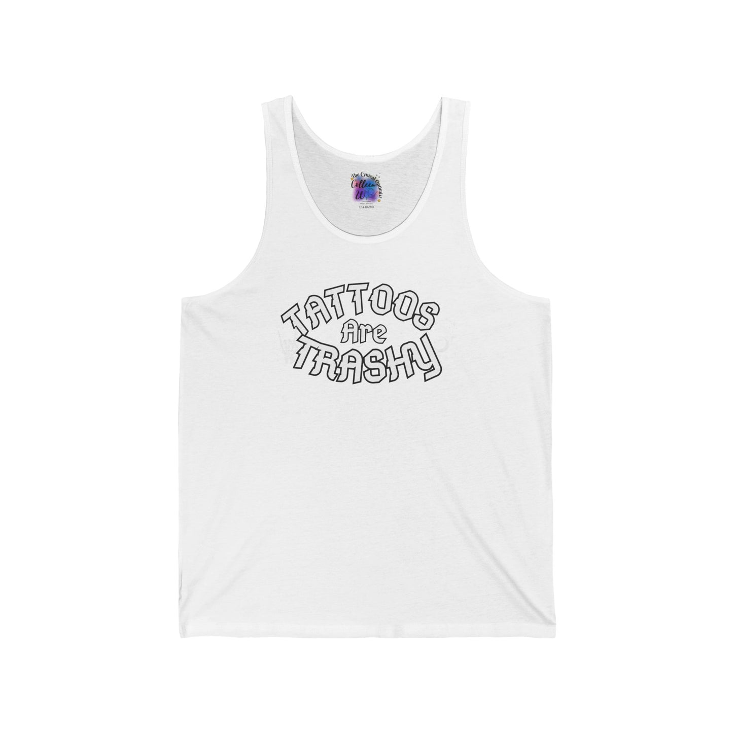 'Tattoos Are Trashy' Graphic Tank — Funny Tattoo Humor Unisex Jersey Tank