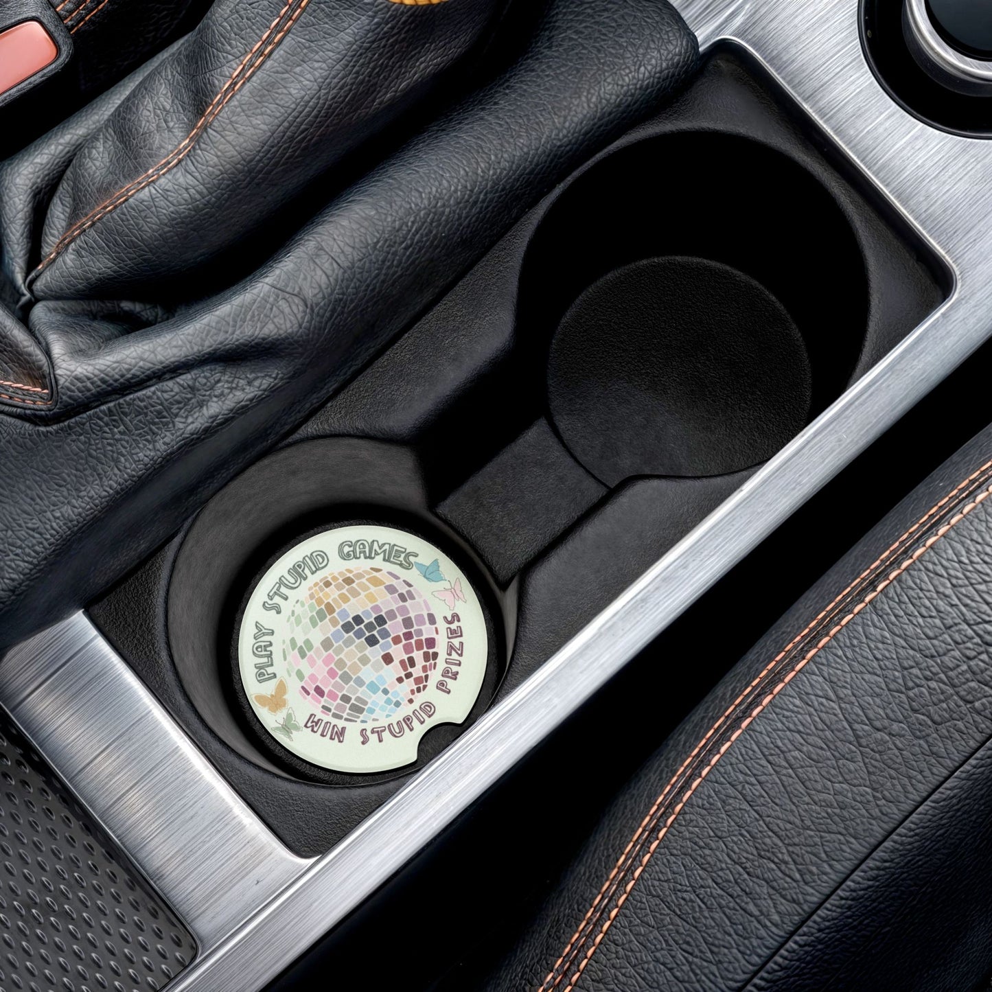 Taylor S Car Coaster Set | Light Green Soapstone with Disco Ball | Swift Fan Gift