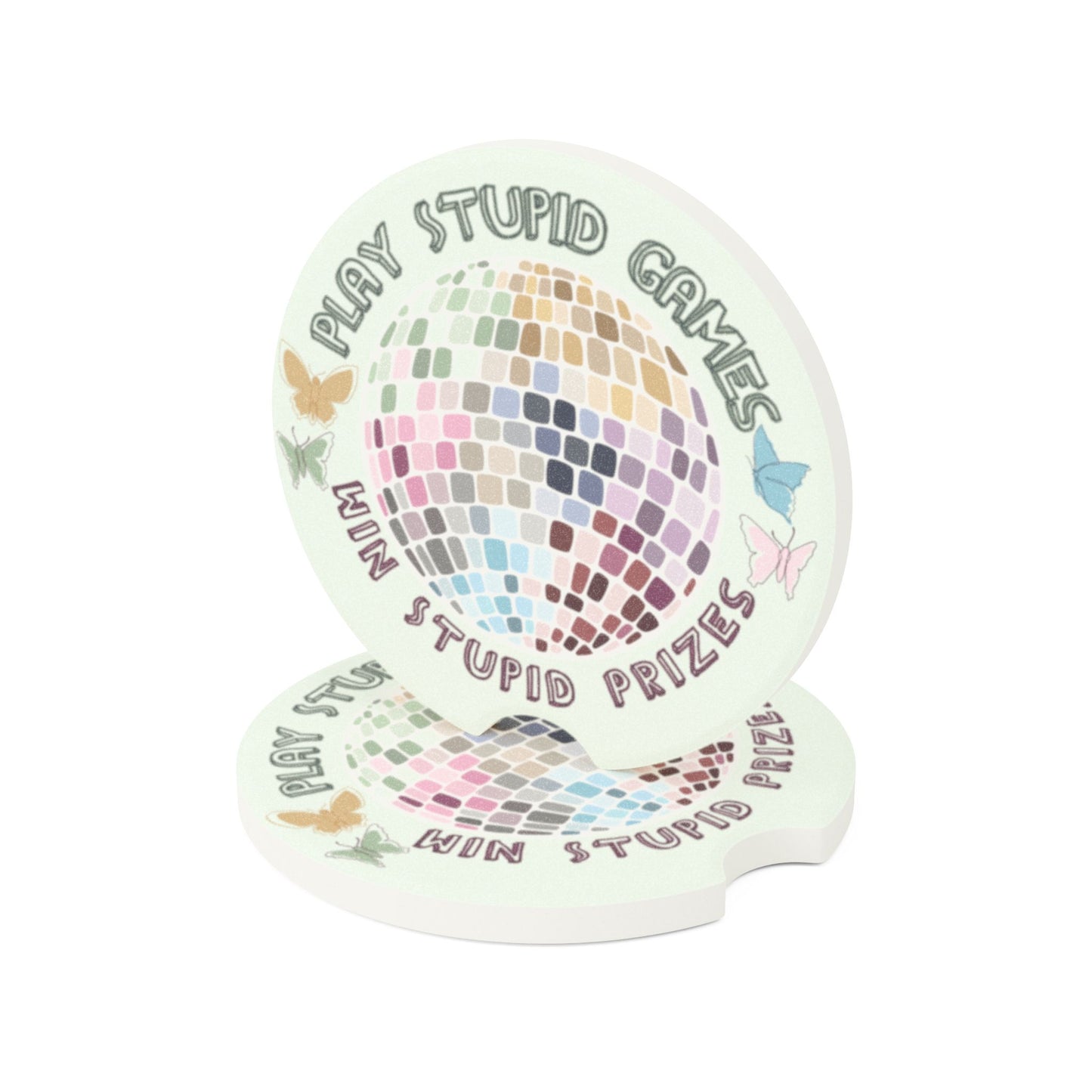 Taylor S Car Coaster Set | Light Green Soapstone with Disco Ball | Swift Fan Gift