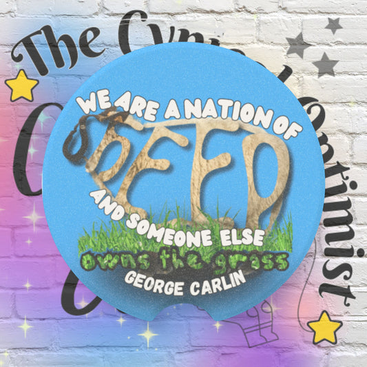 George Carlin Nation of Sheep Car Coaster | Soapstone | Political Humor Gift