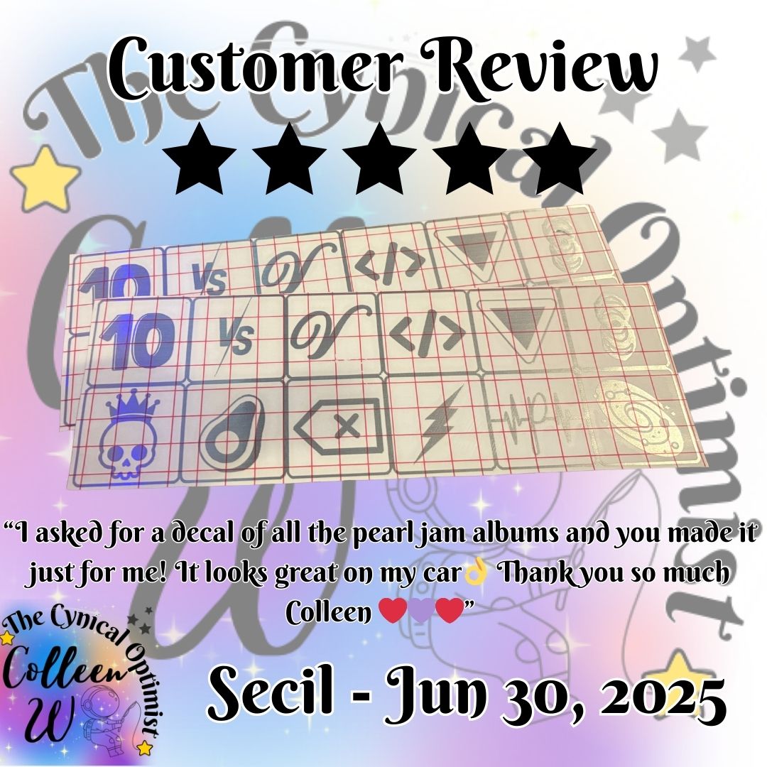 Pearl Jam PJ Album Decal for Car Window or Bumper Sticker | Ten, VS, Vitality, No Code, Yield, Binaural, Riot Act, Backspace, Stickman