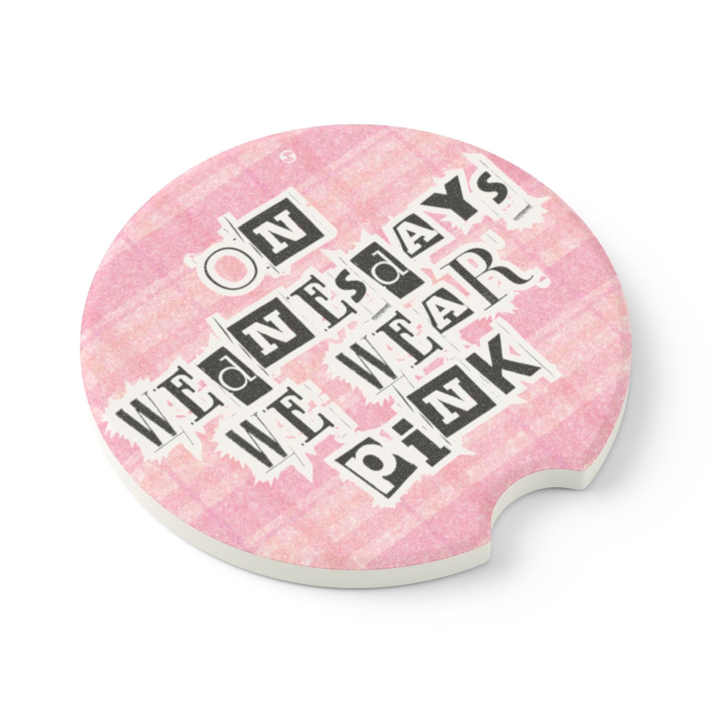 Mean Girls Car Cup Holder Coaster | Absorbent Soapstone Coaster | On Wednesdays We Wear Pink | Pink Plaid Car Accessory Gift | Free Shipping