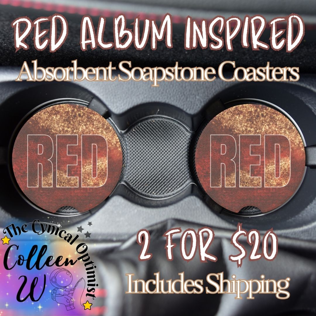 Taylor S Red Album Car Coaster | Soapstone Cup Holder | Swift Fan Gift