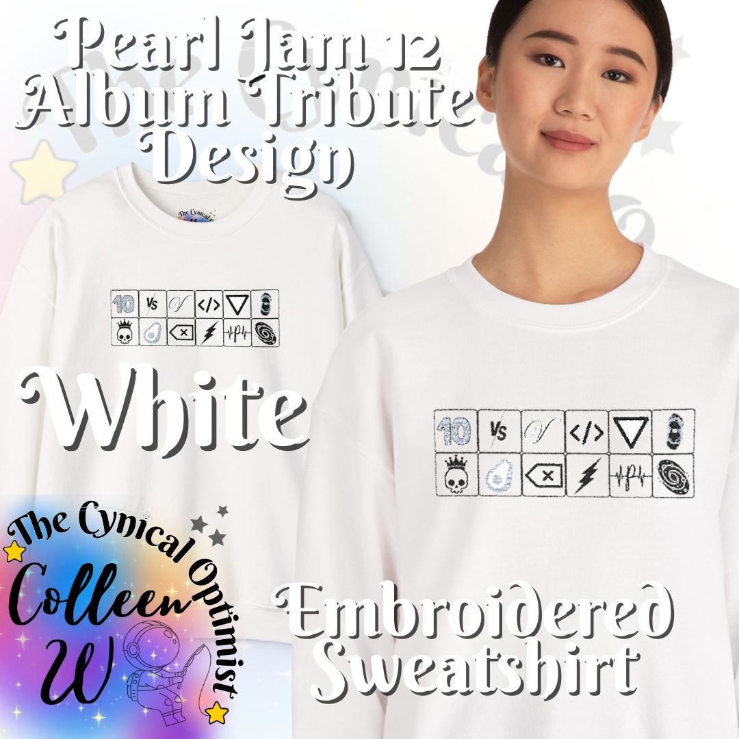 Pearl Jam 12 Album Embroidered Sweatshirt | Minimalist Icon Grid Tribute