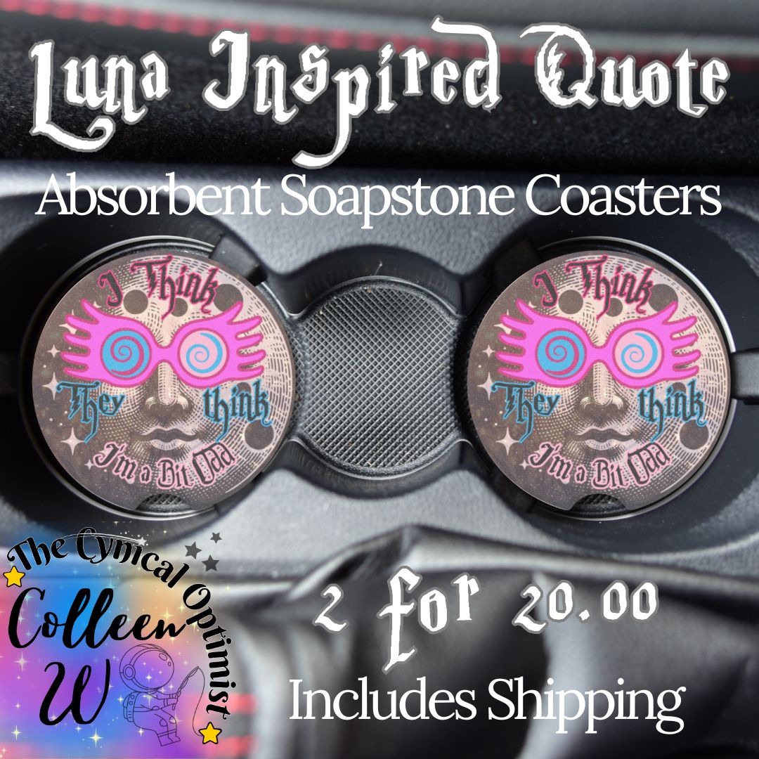 Luna Lovegood Car Coaster Set | Man in the Moon Spectrespecs | Harry Potter Gift
