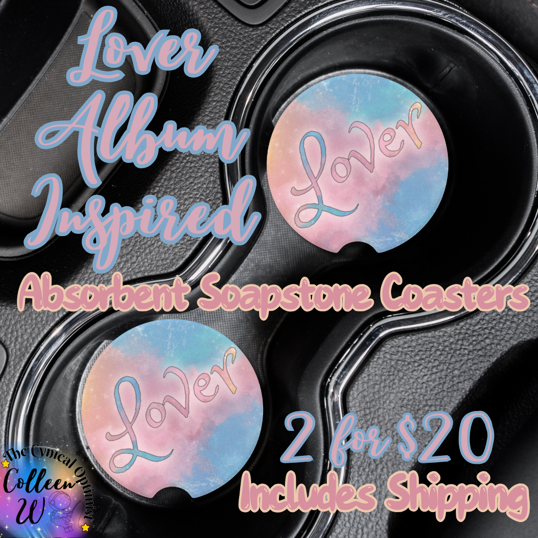 Unique Swift Lover Album Inspired Colorful Absorbent Soapstone Car Cup Holder Coaster - Taylor Fan Gift Idea | Free Shipping | Pastels