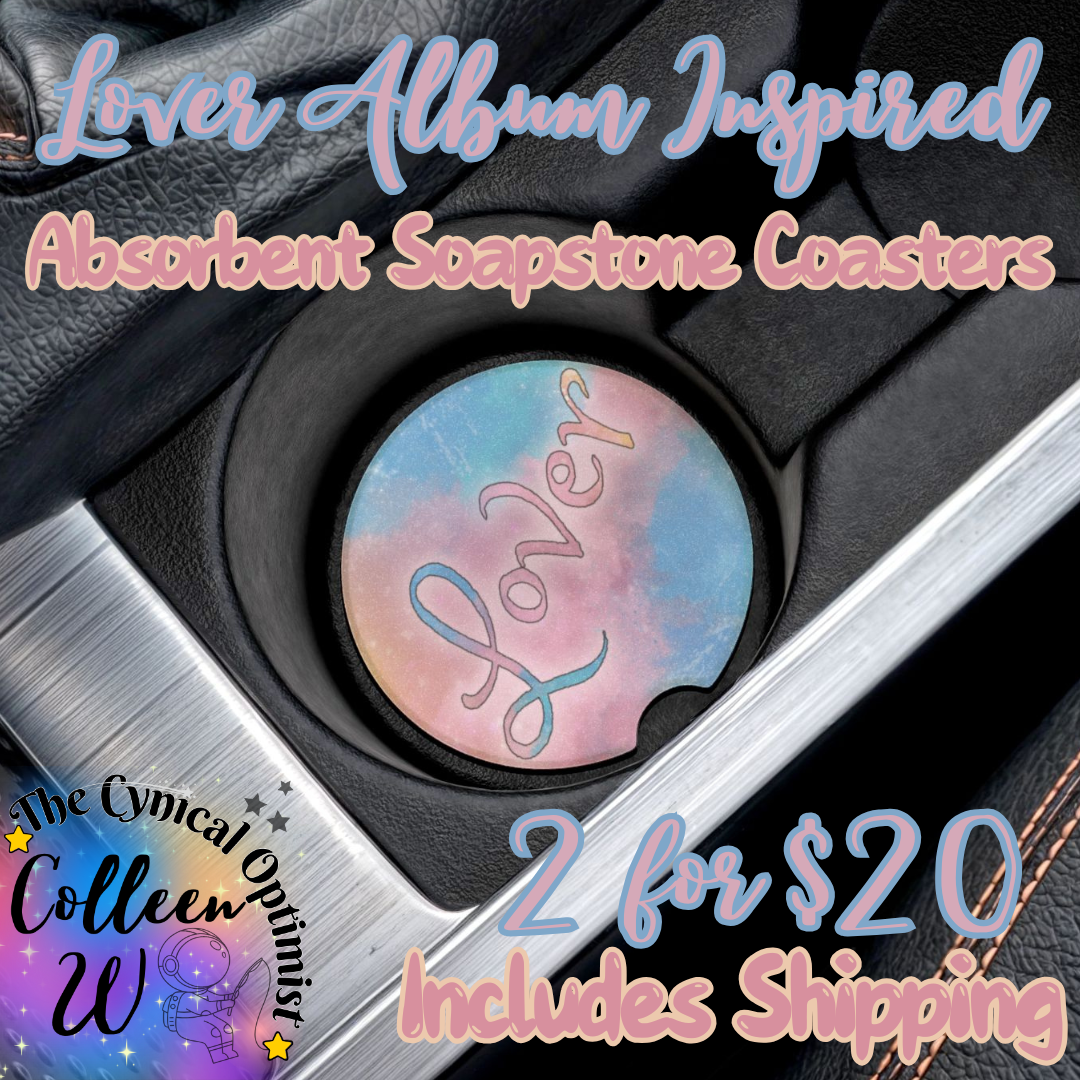 Unique Swift Lover Album Inspired Colorful Absorbent Soapstone Car Cup Holder Coaster - Taylor Fan Gift Idea | Free Shipping | Pastels