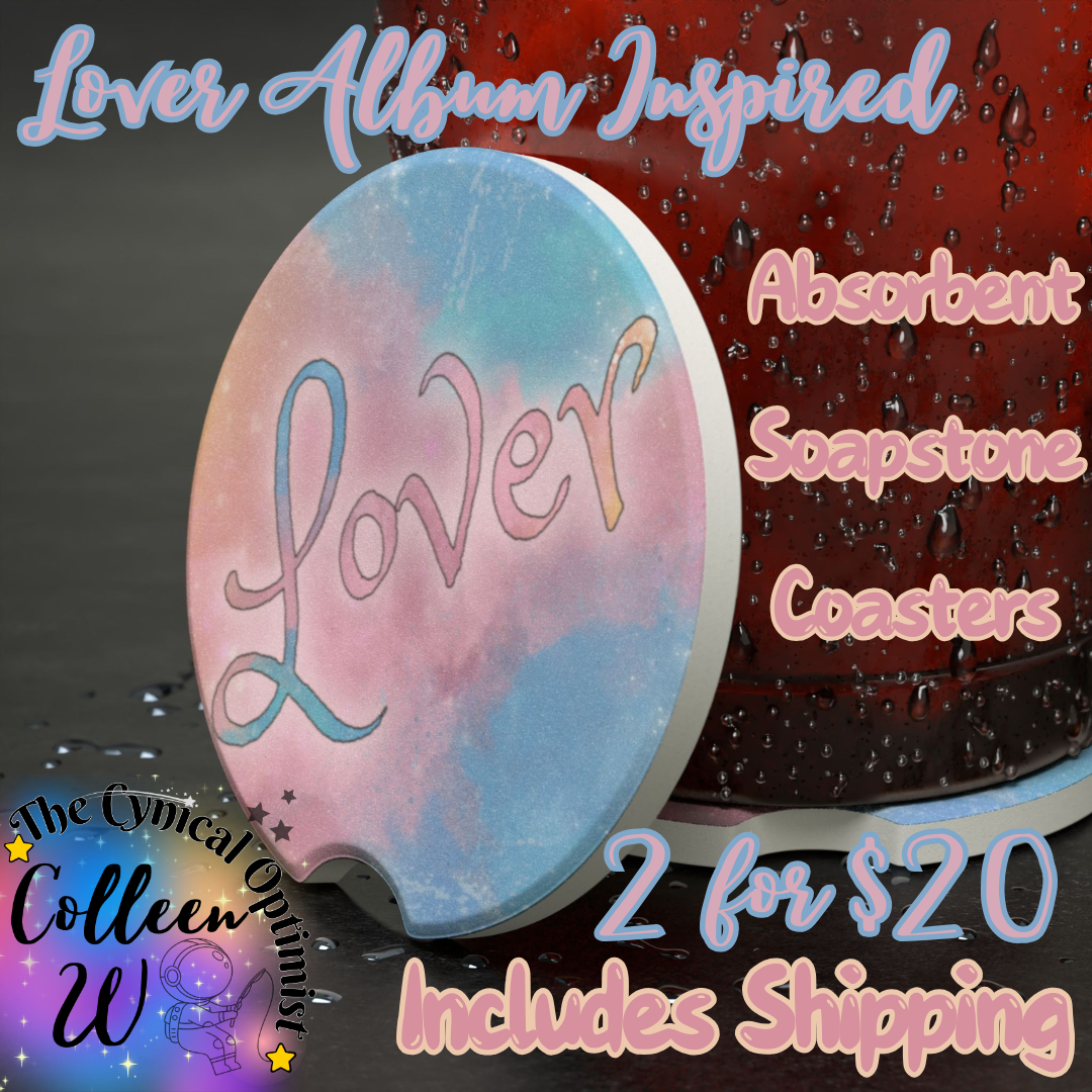 Unique Swift Lover Album Inspired Colorful Absorbent Soapstone Car Cup Holder Coaster - Taylor Fan Gift Idea | Free Shipping | Pastels