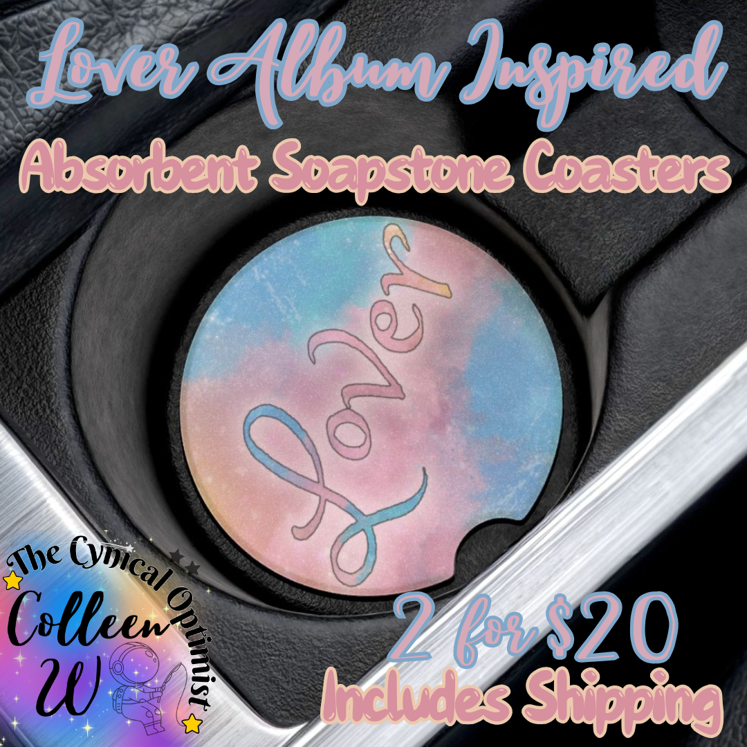 Unique Swift Lover Album Inspired Colorful Absorbent Soapstone Car Cup Holder Coaster - Taylor Fan Gift Idea | Free Shipping | Pastels