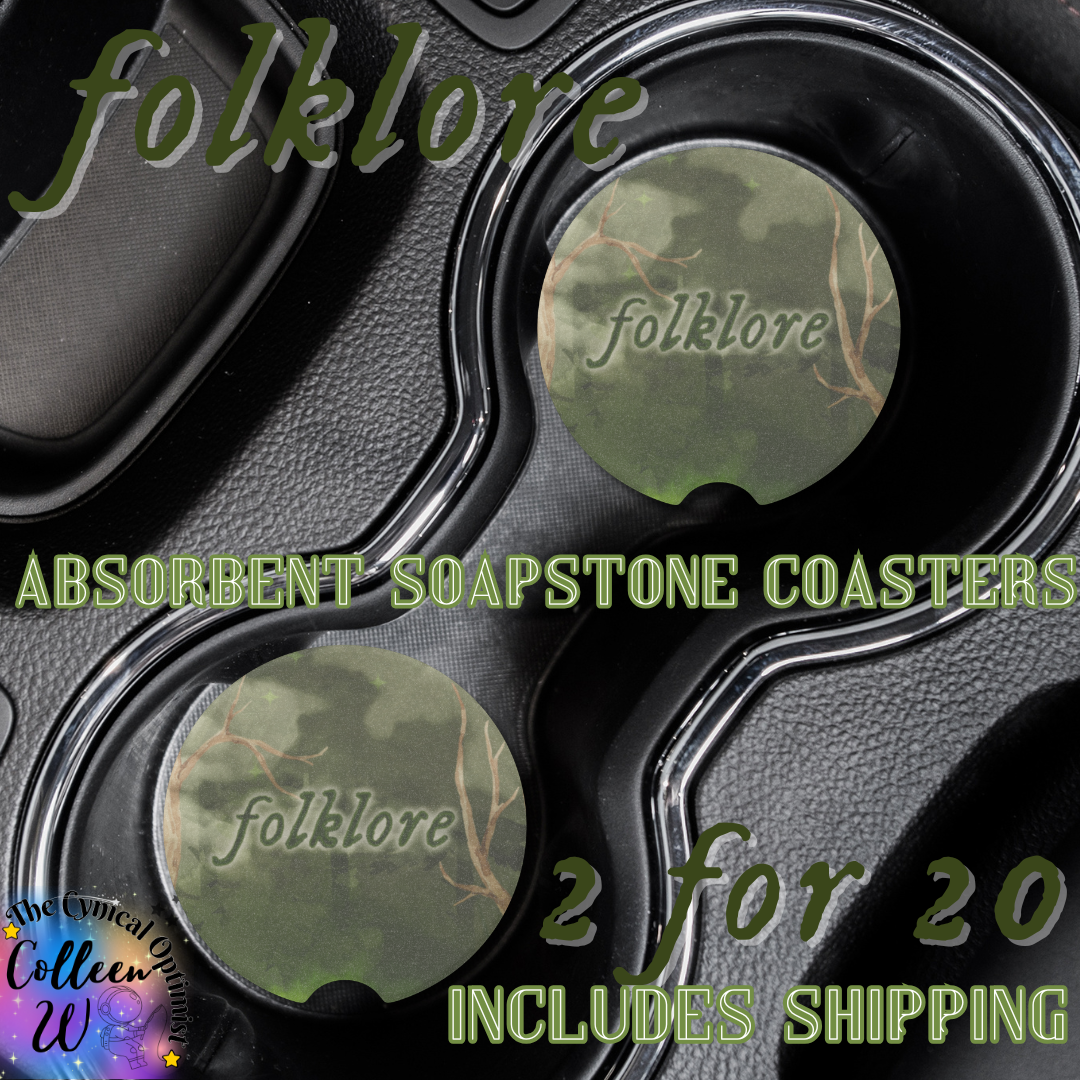 folklore Car Coaster Set | Absorbent Soapstone Cup Holder | Swiftie Gift