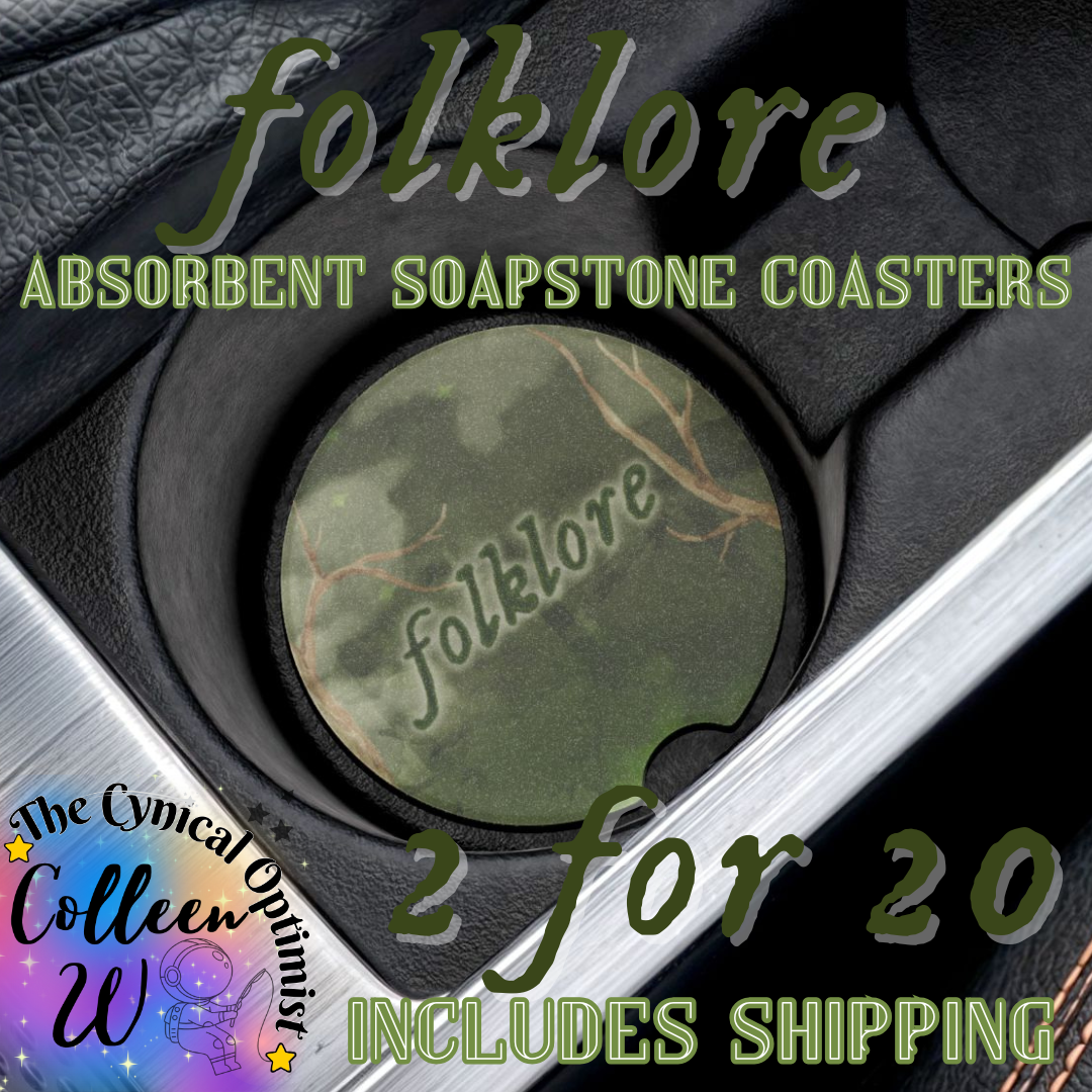 folklore Car Coaster Set | Absorbent Soapstone Cup Holder | Swiftie Gift