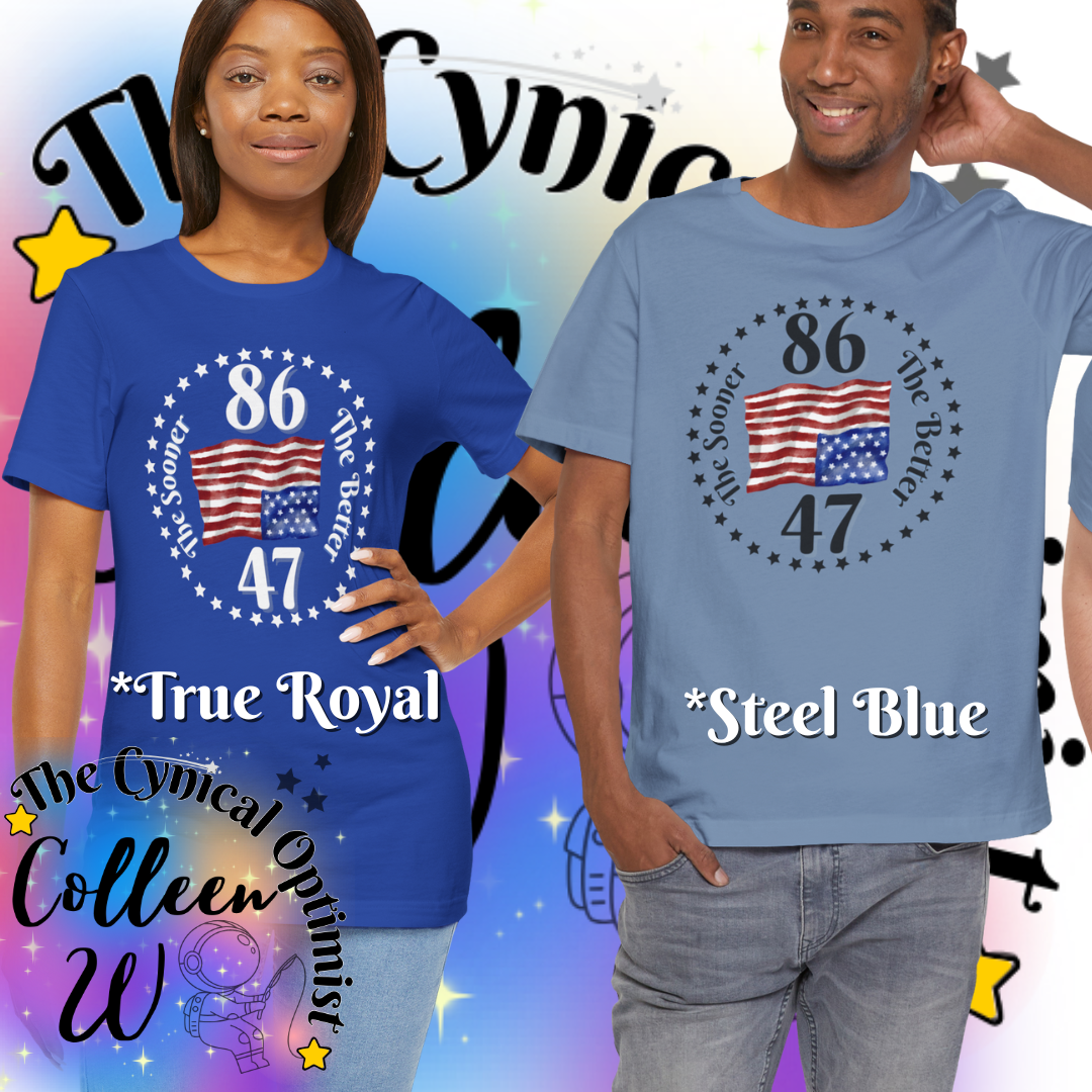 Patriotic Short Sleeve Tee - Anti-Trump 86 47 - 'The Sooner The Better' Design | Subtle Activist Shirt | Free Shipping