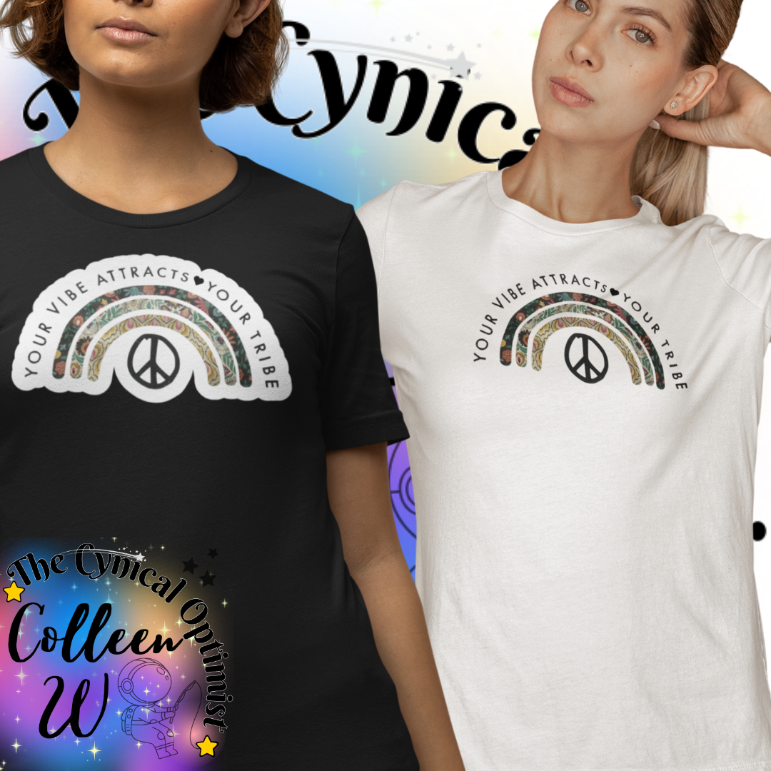 Positive Vibes Rainbow Tee, Unisex Tee, Inspirational T-Shirt, Gift for Friends, Summer Outfit, Peace & Love Top | Free Shipping