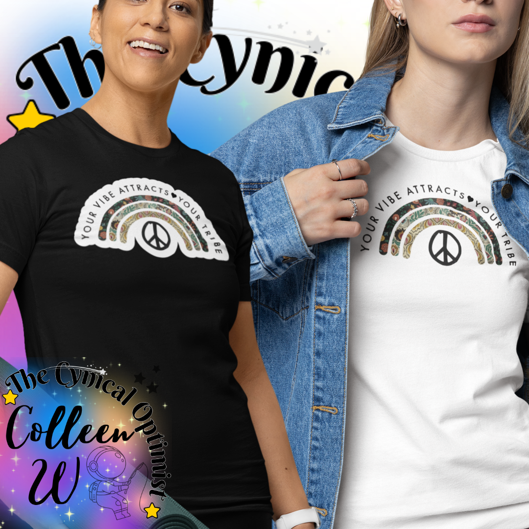 Positive Vibes Rainbow Tee, Unisex Tee, Inspirational T-Shirt, Gift for Friends, Summer Outfit, Peace & Love Top | Free Shipping