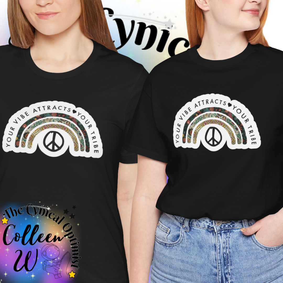 Positive Vibes Rainbow Tee, Unisex Tee, Inspirational T-Shirt, Gift for Friends, Summer Outfit, Peace & Love Top | Free Shipping