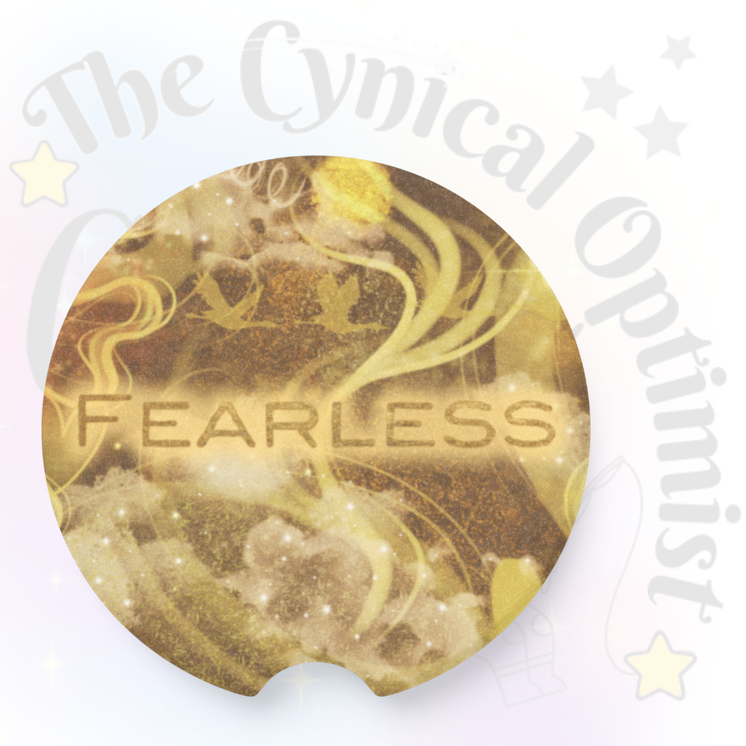Unique Fearless Album Inspired Colorful Absorbent Soapstone Car Cup Holder Coaster - Taylor Fan Gift Idea | Free Shipping | Gold and Beige