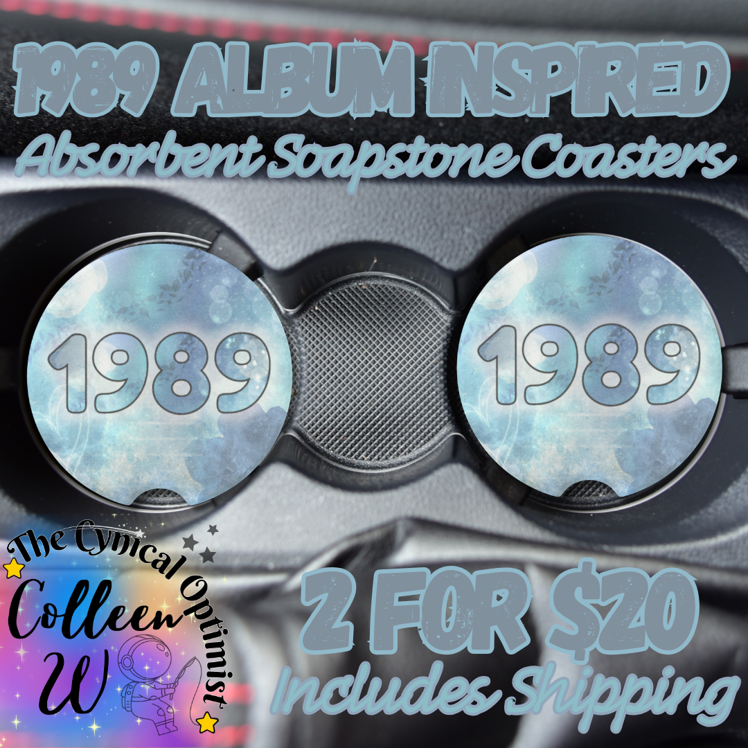 Unique 1989 Album Inspired Colorful Absorbent Soapstone Car Cup Holder Coaster - Taylor Fan Gift Idea | Free Shipping | Blues