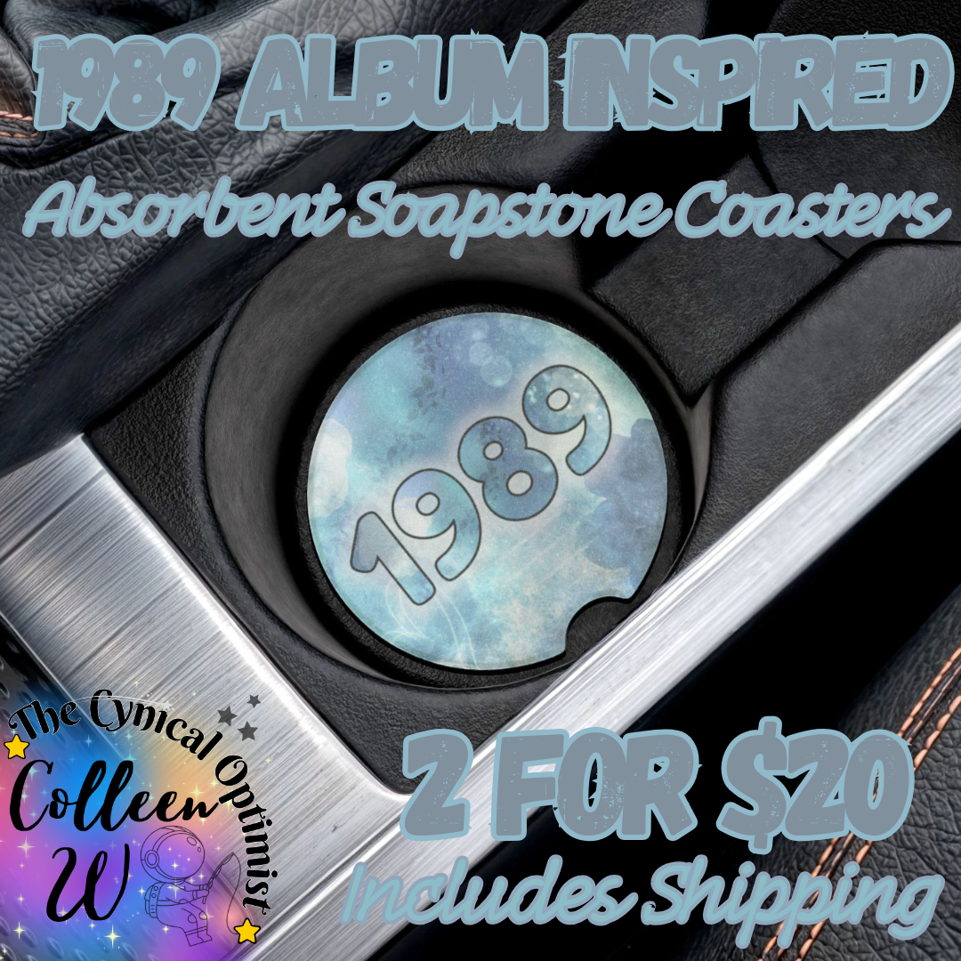 Unique 1989 Album Inspired Colorful Absorbent Soapstone Car Cup Holder Coaster - Taylor Fan Gift Idea | Free Shipping | Blues