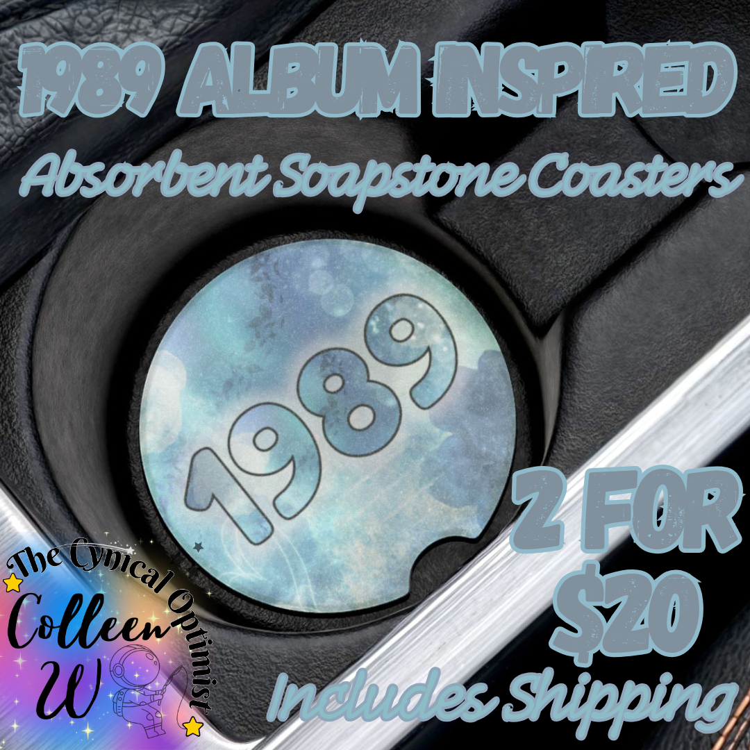Unique 1989 Album Inspired Colorful Absorbent Soapstone Car Cup Holder Coaster - Taylor Fan Gift Idea | Free Shipping | Blues