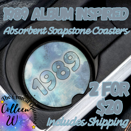 Unique 1989 Album Inspired Colorful Absorbent Soapstone Car Cup Holder Coaster - Taylor Fan Gift Idea | Free Shipping | Blues