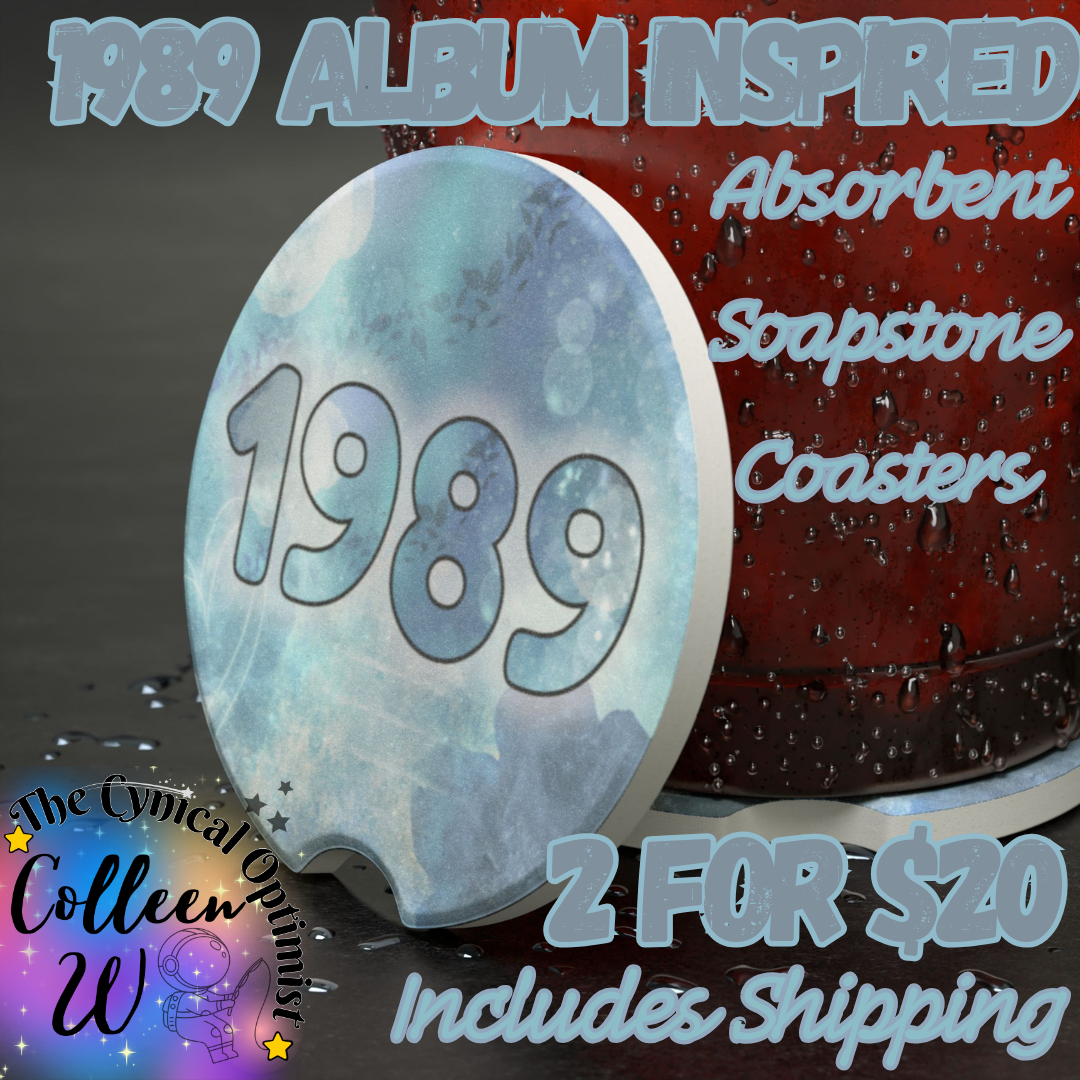 Unique 1989 Album Inspired Colorful Absorbent Soapstone Car Cup Holder Coaster - Taylor Fan Gift Idea | Free Shipping | Blues