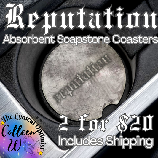 Unique Reputation Album Inspired Absorbent Soapstone Car Cup Holder Coaster - Taylor Fan Gift Idea | Free Shipping  | Swift Fans