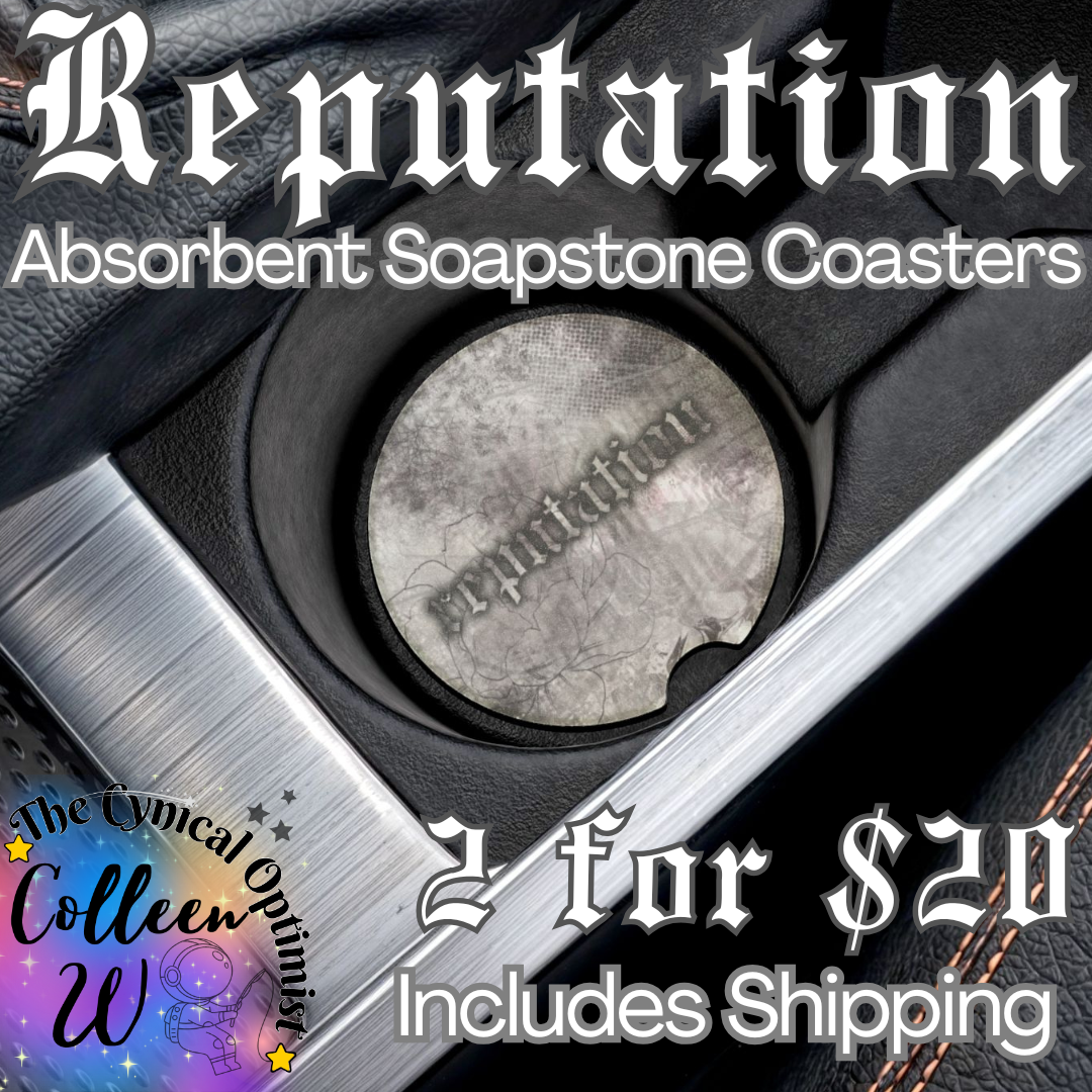 Unique Reputation Album Inspired Absorbent Soapstone Car Cup Holder Coaster - Taylor Fan Gift Idea | Free Shipping  | Swift Fans