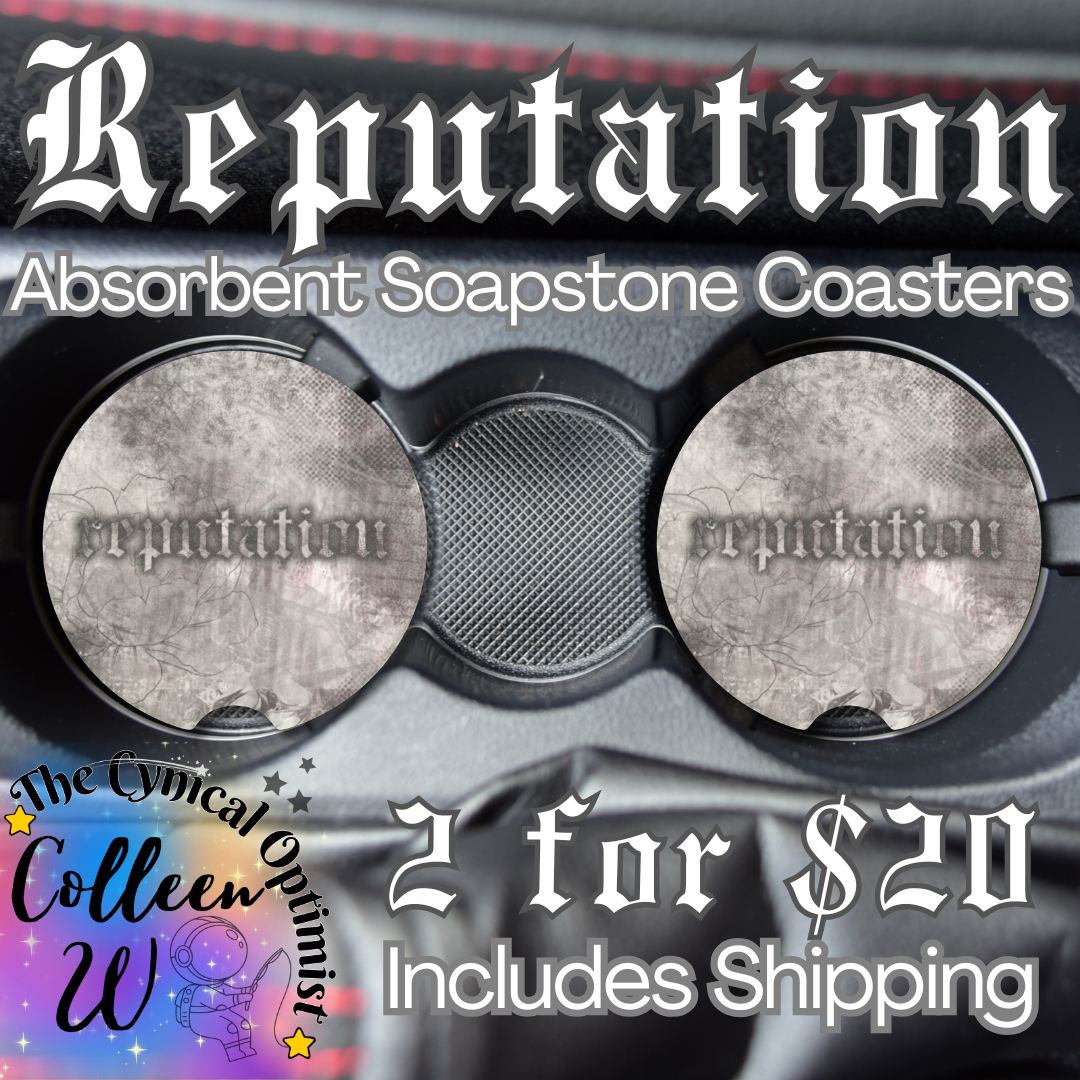 Unique Reputation Album Inspired Absorbent Soapstone Car Cup Holder Coaster - Taylor Fan Gift Idea | Free Shipping  | Swift Fans
