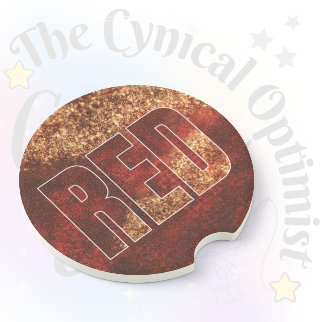 Unique Red Album Inspired Absorbent Soapstone Car Cup Holder Coaster - Taylor Fan Gift Idea | Free Shipping  | Swift Fan Merch