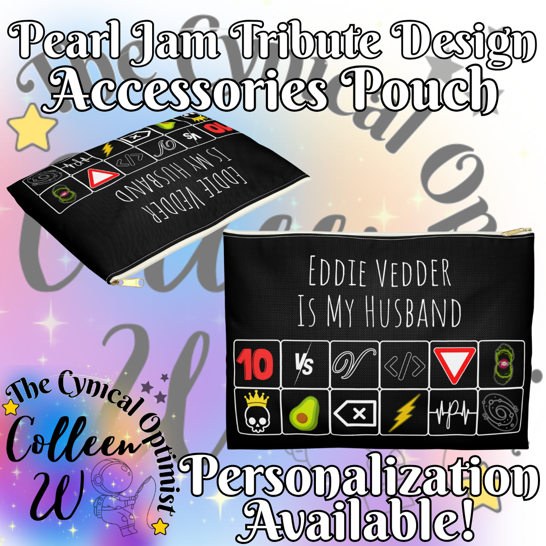 Pearl Jam 12 Album Tribute Design Accessory Pouch | Eddie Vedder Fans | Personalizeable