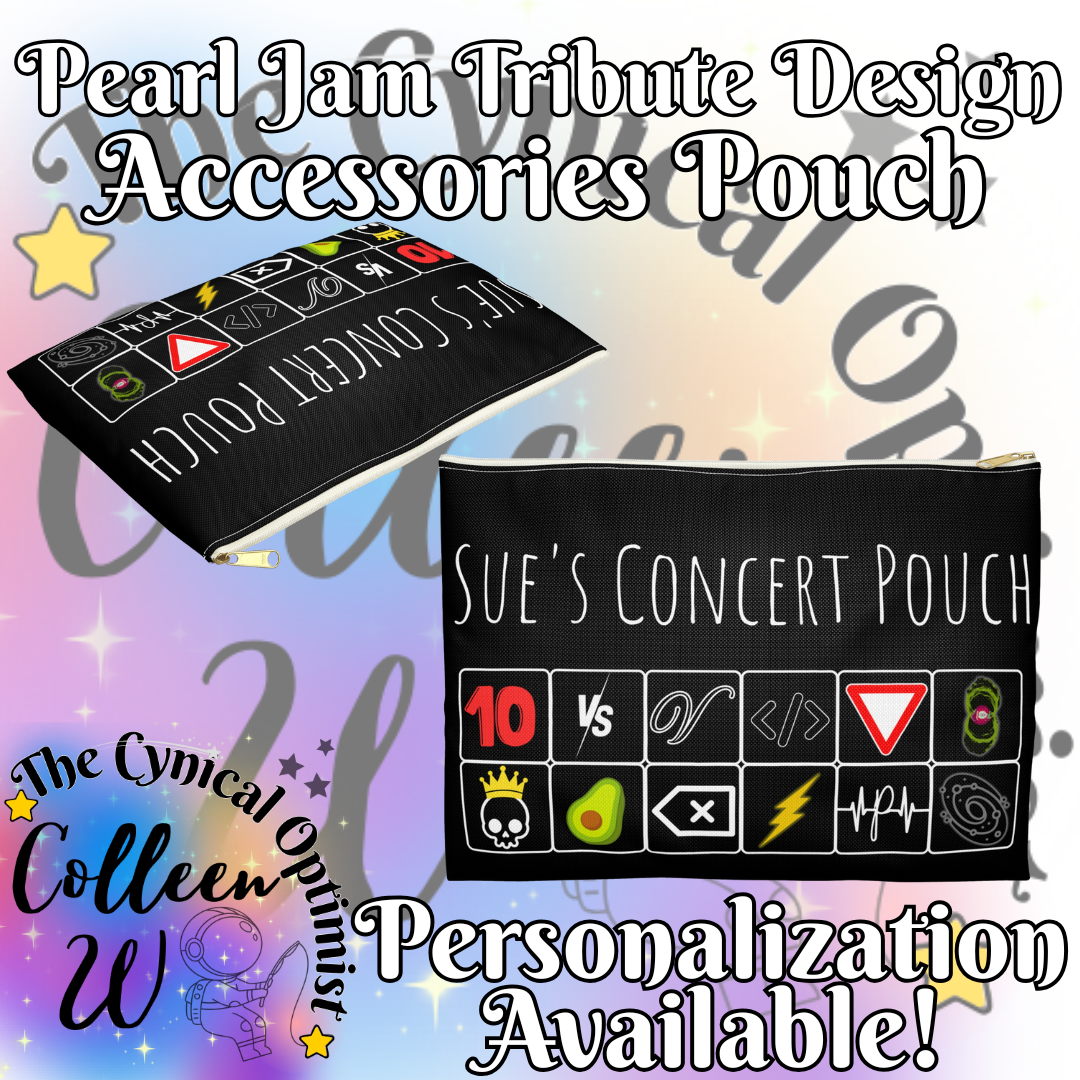 Pearl Jam 12 Album Tribute Design Accessory Pouch | Eddie Vedder Fans | Personalizeable