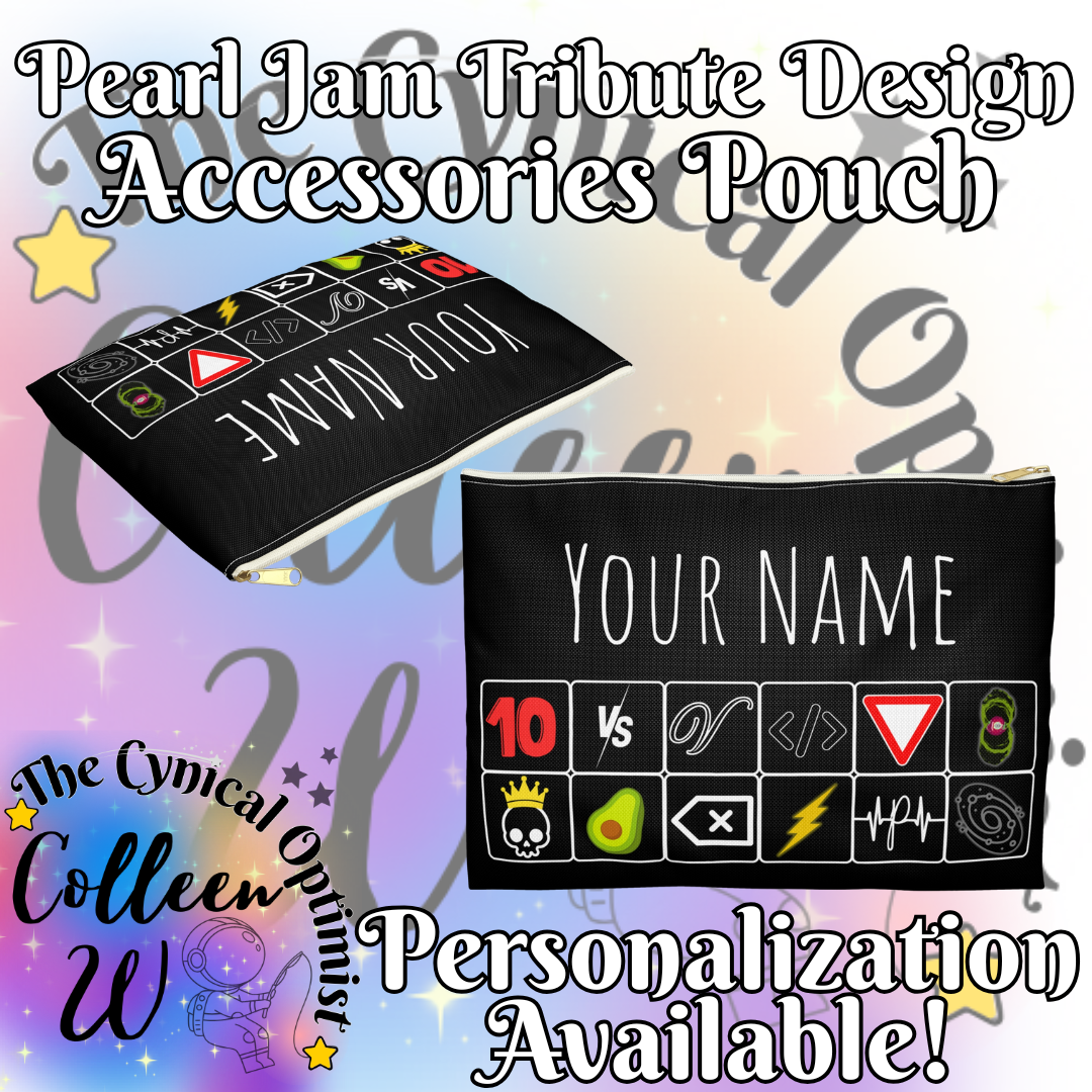 Pearl Jam 12 Album Tribute Design Accessory Pouch | Eddie Vedder Fans | Personalizeable