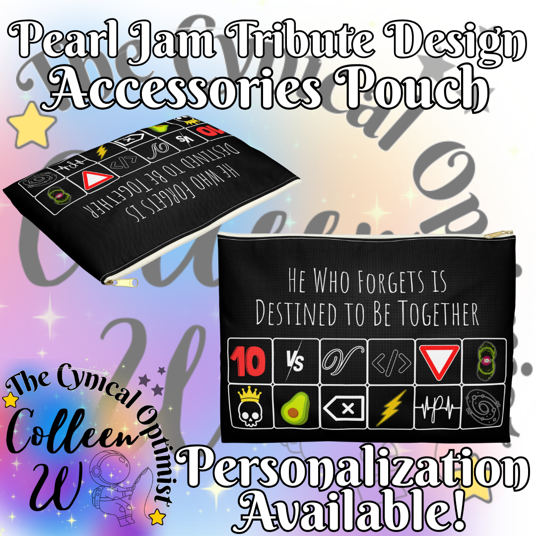 Pearl Jam 12 Album Tribute Design Accessory Pouch | Eddie Vedder Fans | Personalizeable