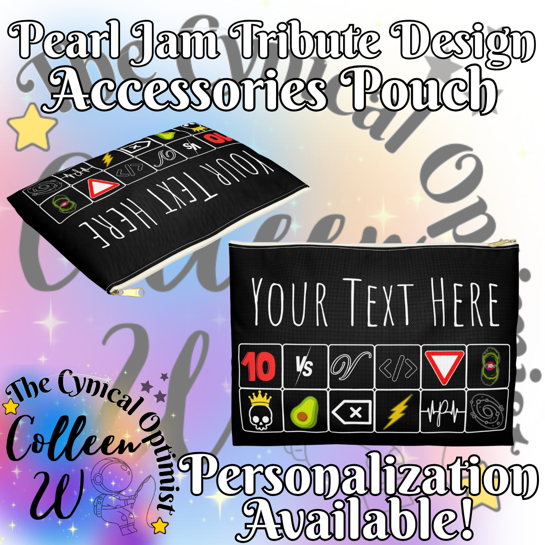 Pearl Jam 12 Album Tribute Design Accessory Pouch | Eddie Vedder Fans | Personalizeable