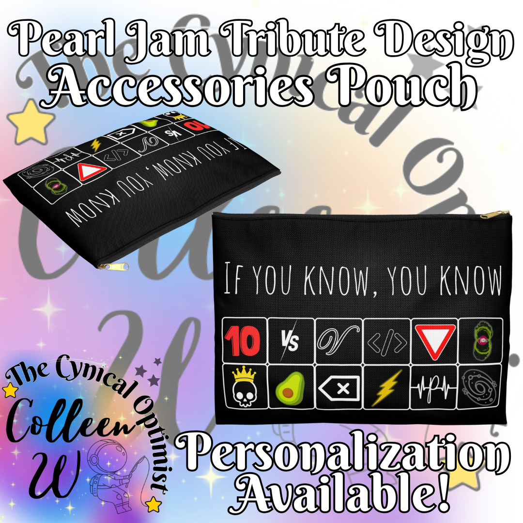 Pearl Jam 12 Album Tribute Design Accessory Pouch | Eddie Vedder Fans | Personalizeable