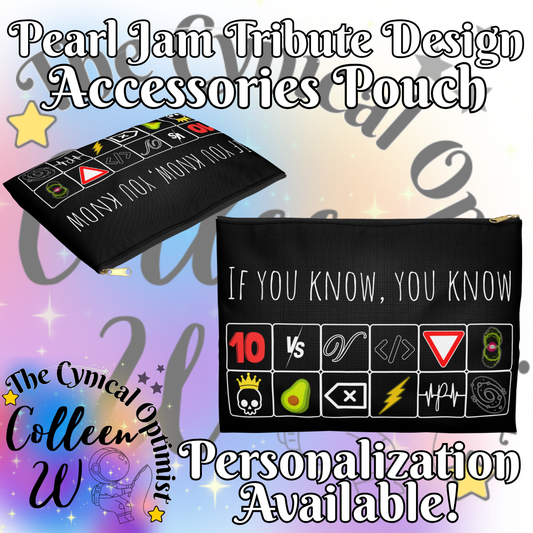 Pearl Jam 12 Album Tribute Design Accessory Pouch | Eddie Vedder Fans | Personalizeable