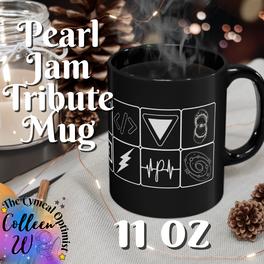 Pearl Jam 12 Albums Black Mug | Studio Discography Grid | 11oz/15oz Ceramic